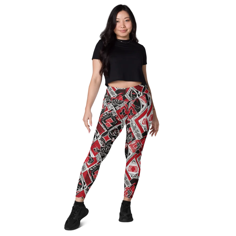 Rouge Geometry on Leggings with Pockets — Front