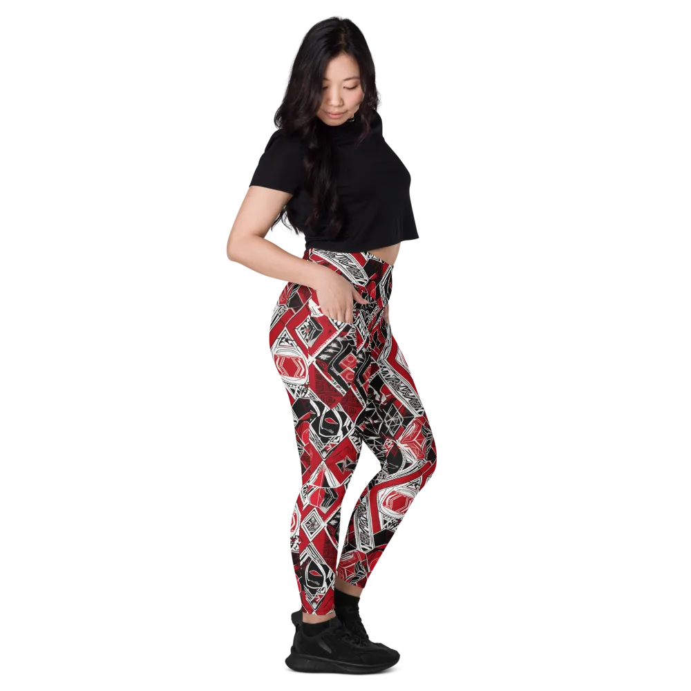 Rouge Geometry on Leggings with Pockets — Right