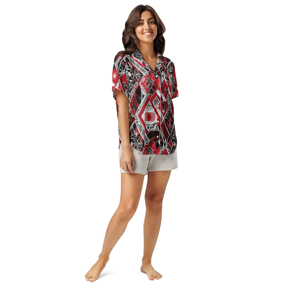 Rouge Geometry on Women's Short Sleeve Pajama Top — Front