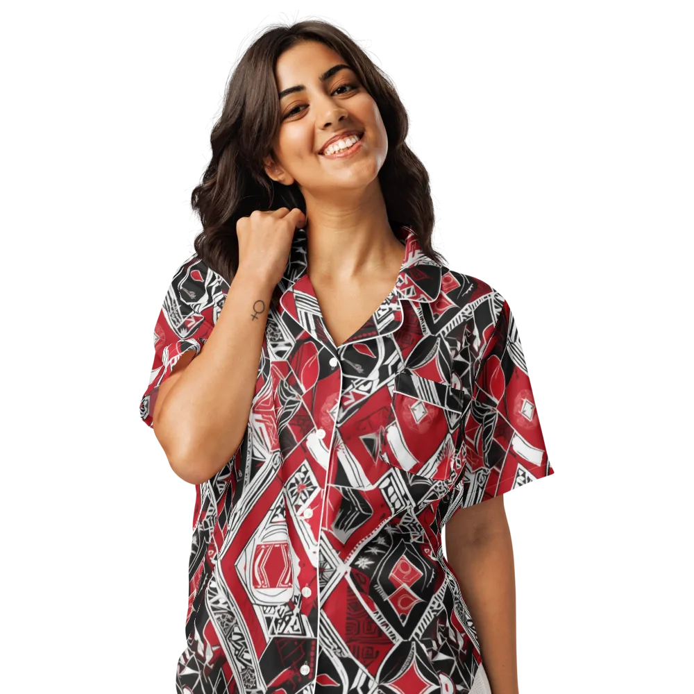 Rouge Geometry on Women's Short Sleeve Pajama Top — Front