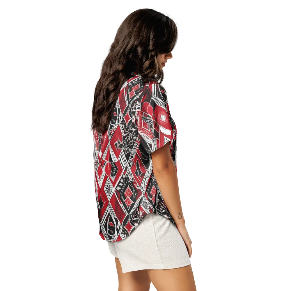 Rouge Geometry on Women's Short Sleeve Pajama Top — Right Back
