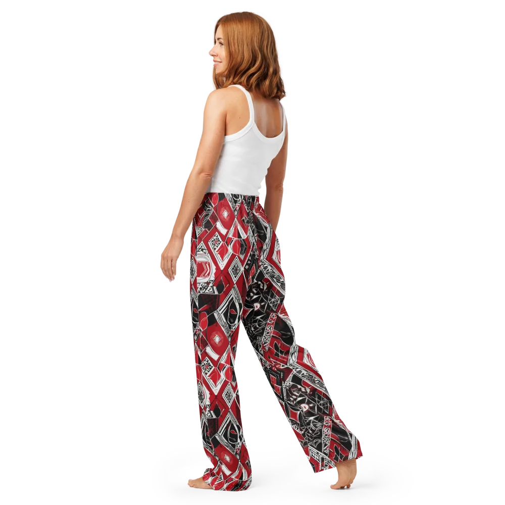 Rouge Geometry on Women's Pajama Pants — Back