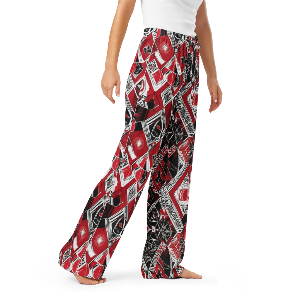 Rouge Geometry on Women's Pajama Pants — Right Front