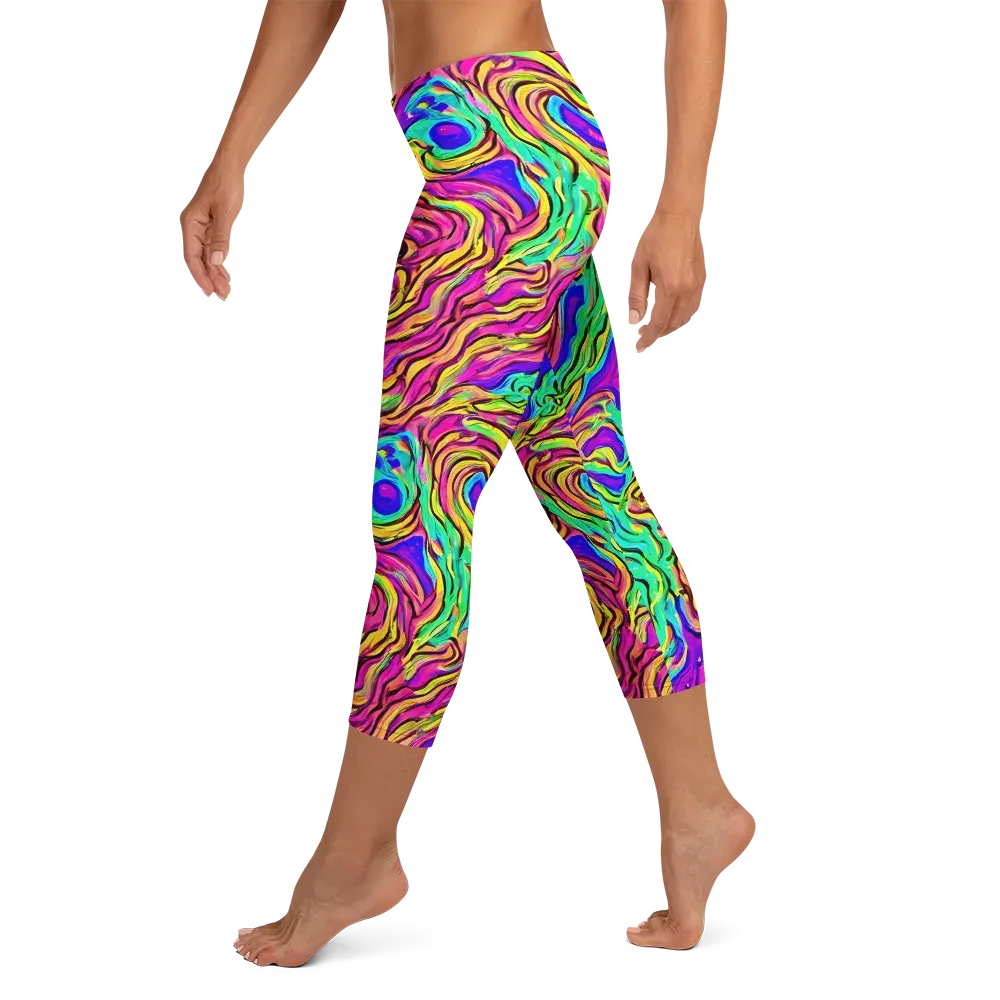 Kaleidoscope Torrent on Capri Leggings — Left