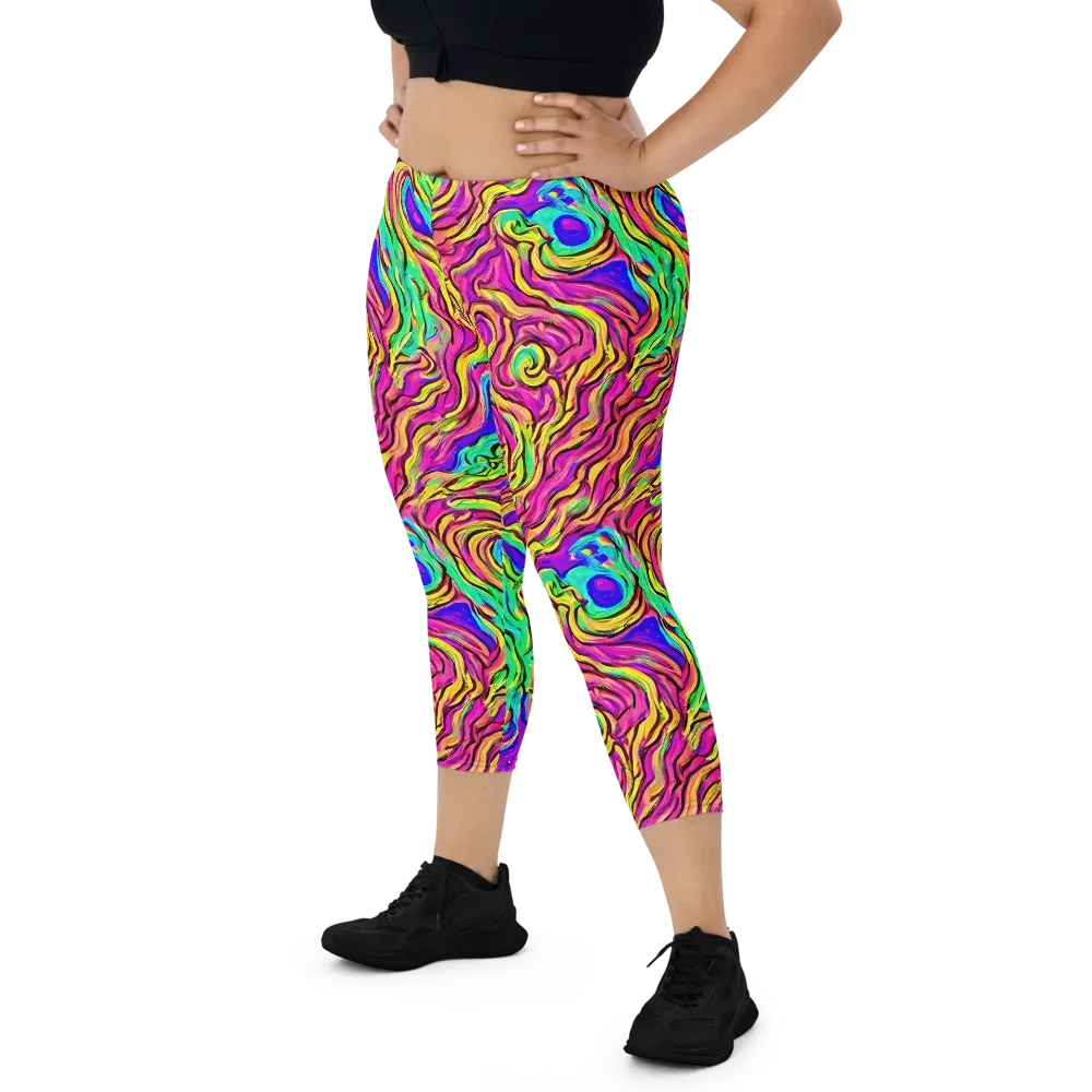 Kaleidoscope Torrent on Capri Leggings — Front