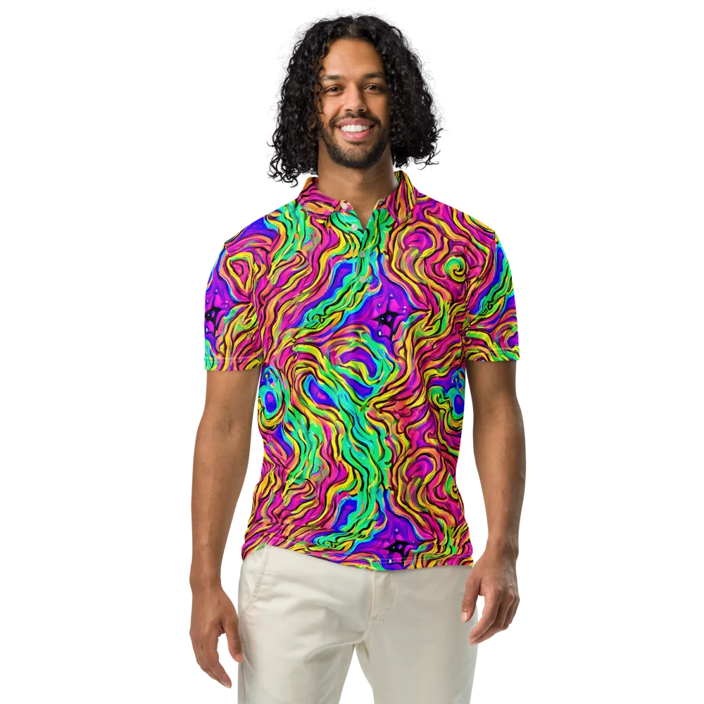 Kaleidoscope Torrent on Men's Slim Fit Polo Shirt — Front