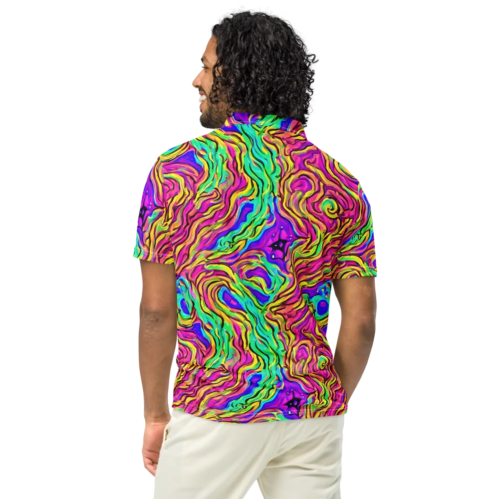 Kaleidoscope Torrent on Men's Slim Fit Polo Shirt — Back