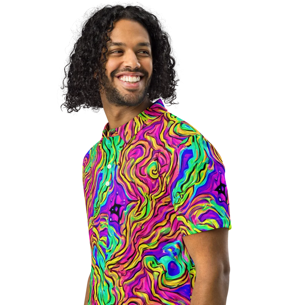Kaleidoscope Torrent on Men's Slim Fit Polo Shirt — Left Front