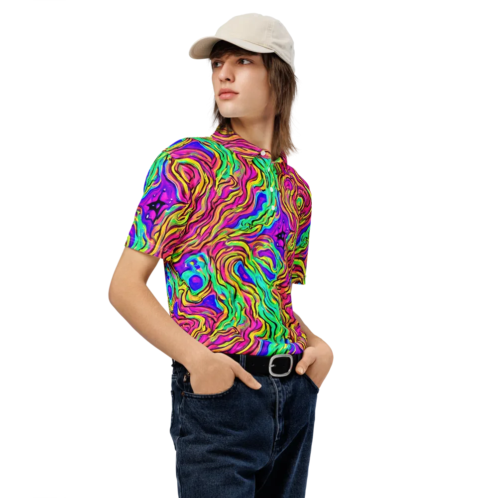 Kaleidoscope Torrent on Men's Slim Fit Polo Shirt — Right Front