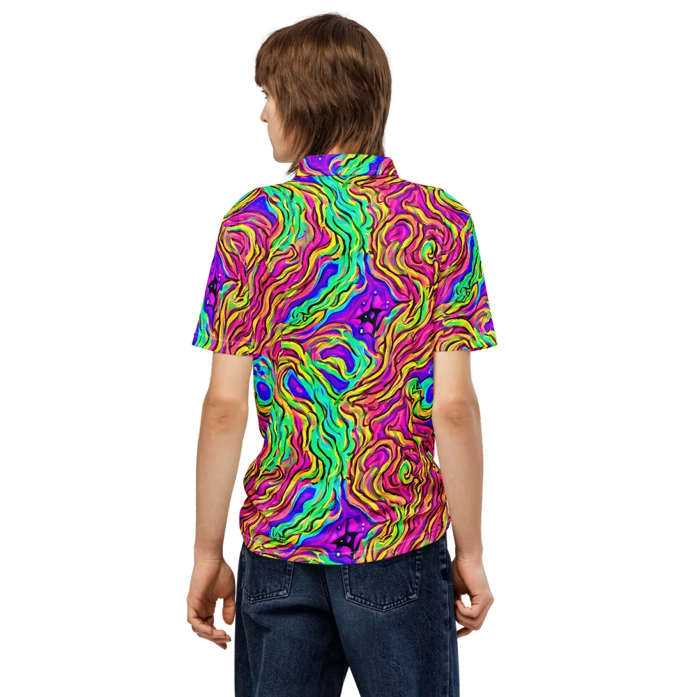 Kaleidoscope Torrent on Men's Slim Fit Polo Shirt — Back