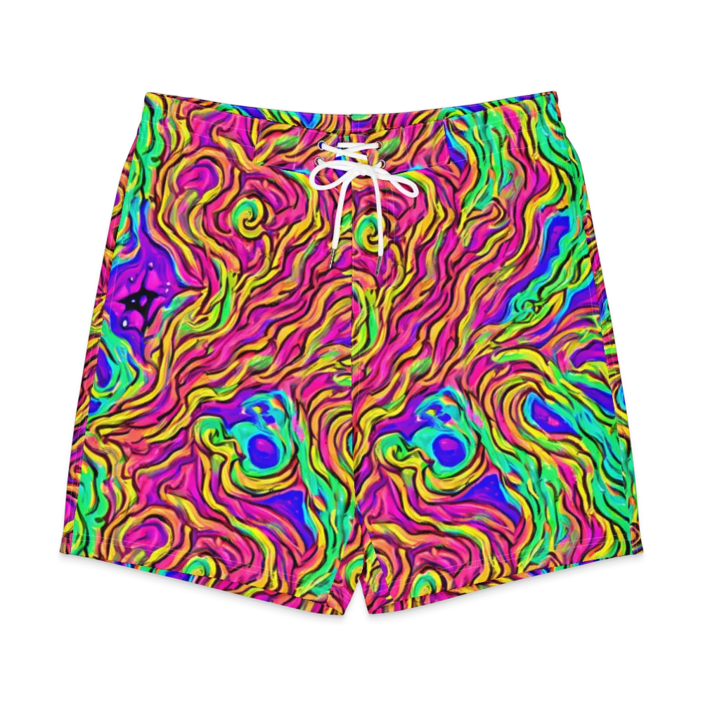 Kaleidoscope Torrent on Men's Board Shorts — Front