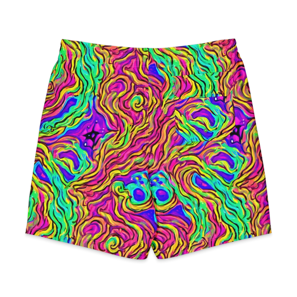 Kaleidoscope Torrent on Men's Board Shorts — Back