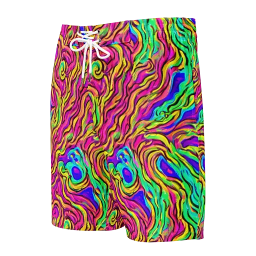 Kaleidoscope Torrent on a Men's Board Shorts