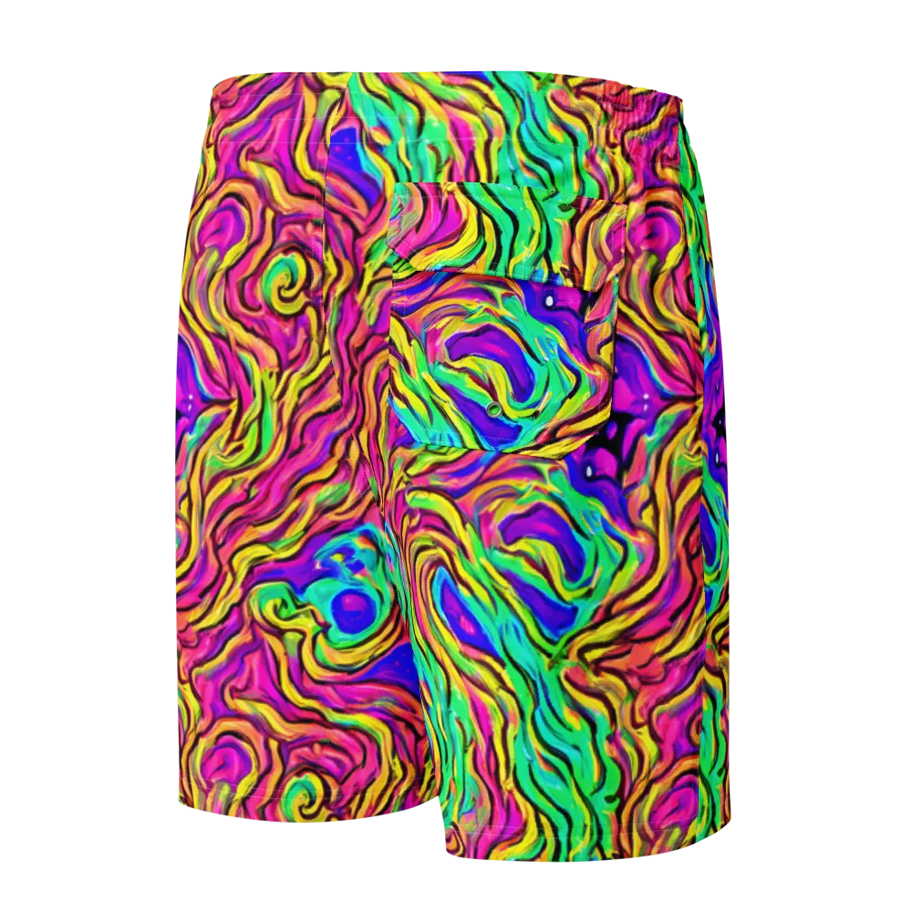 Kaleidoscope Torrent on Men's Board Shorts — Back