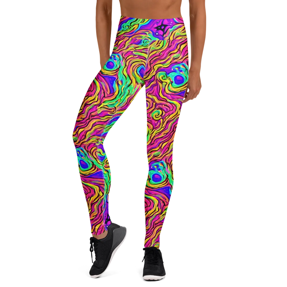 Kaleidoscope Torrent on Yoga Leggings — Front