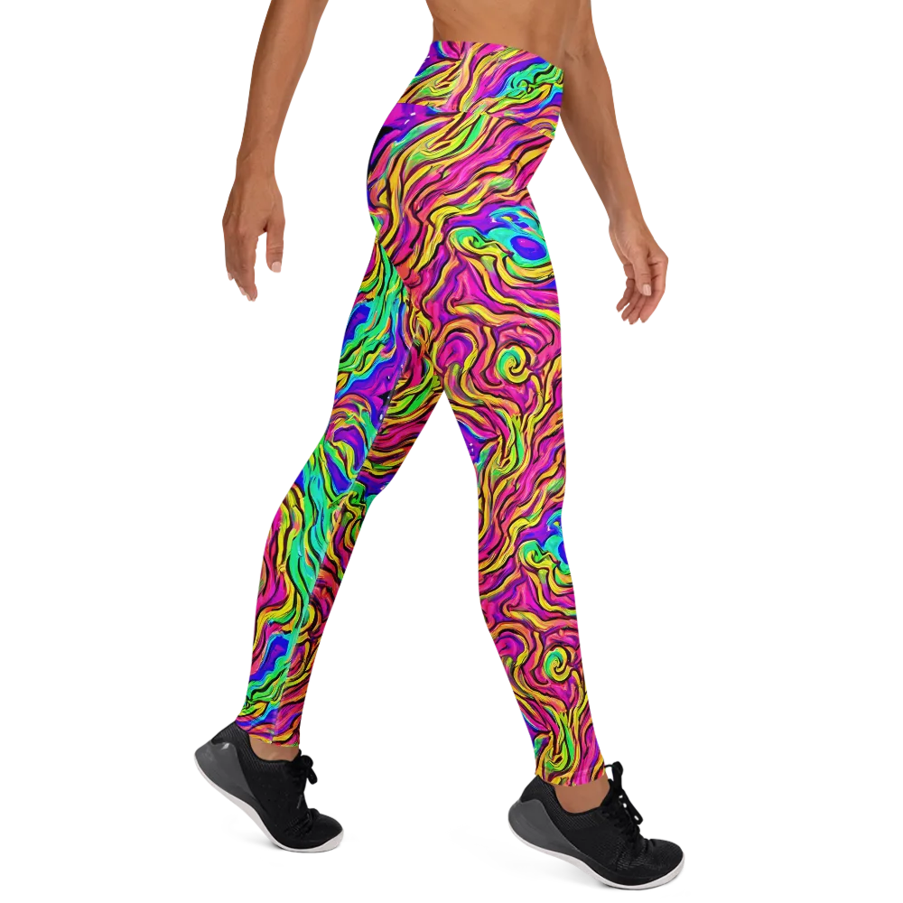 Kaleidoscope Torrent on Yoga Leggings — Right