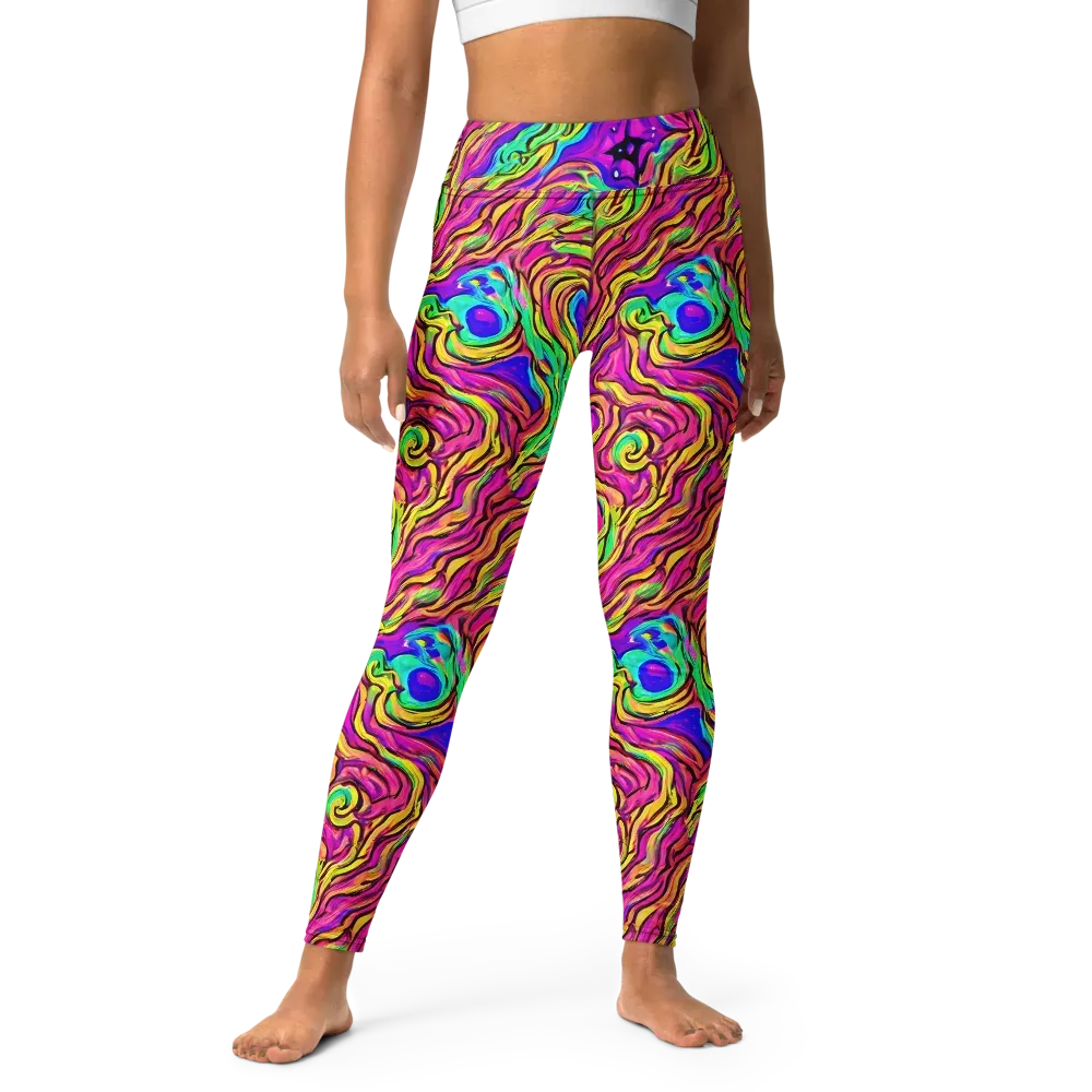 Kaleidoscope Torrent on Yoga Leggings — Front
