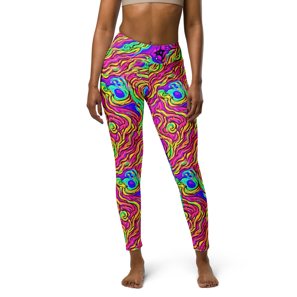 Kaleidoscope Torrent on Yoga Leggings — Front