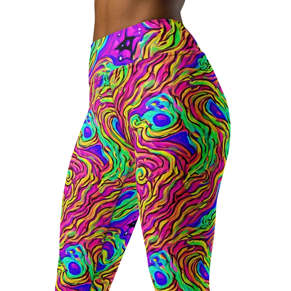 Kaleidoscope Torrent on Yoga Leggings — Left Front