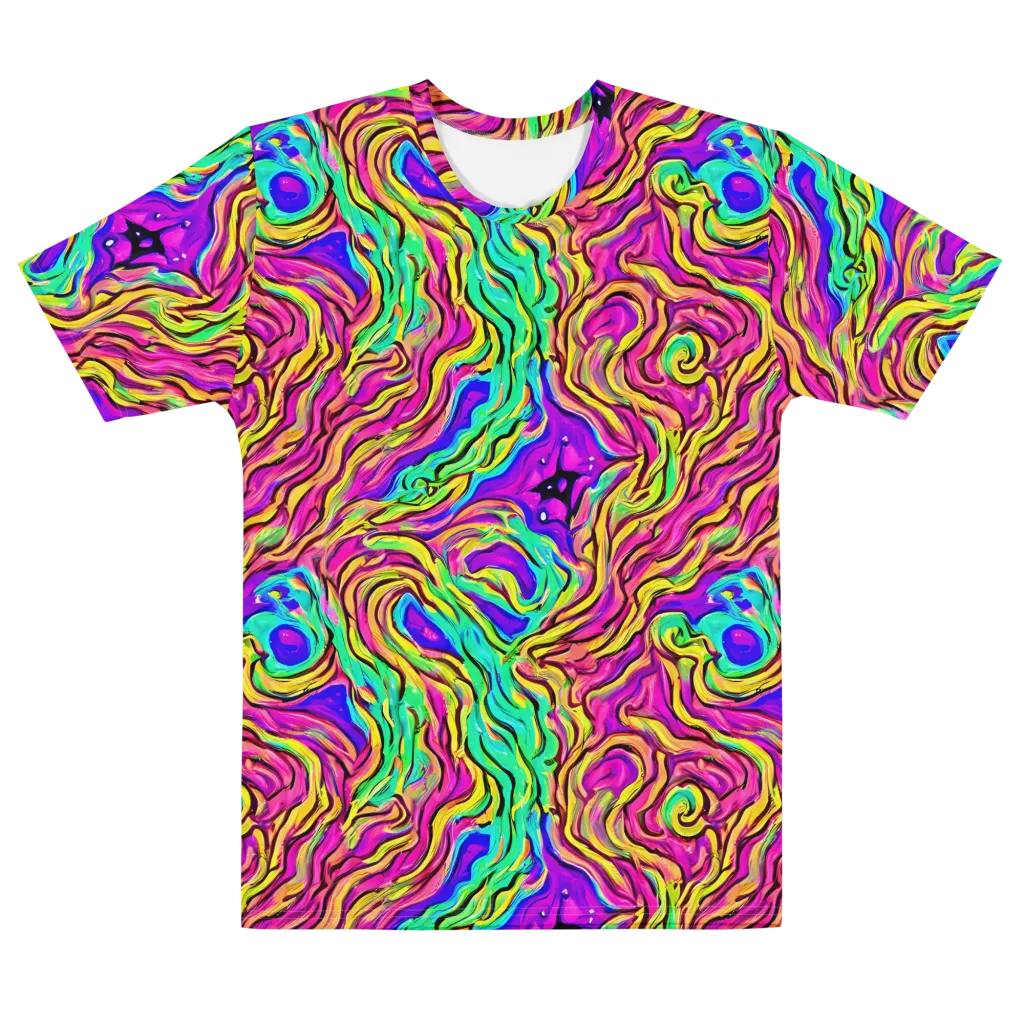 Kaleidoscope Torrent on Men's Cotton Crew Neck T-Shirt — Front