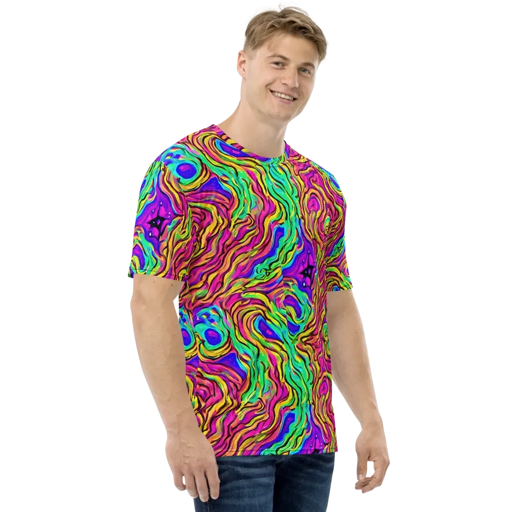 Kaleidoscope Torrent on Men's Crew Neck T-Shirt — Right