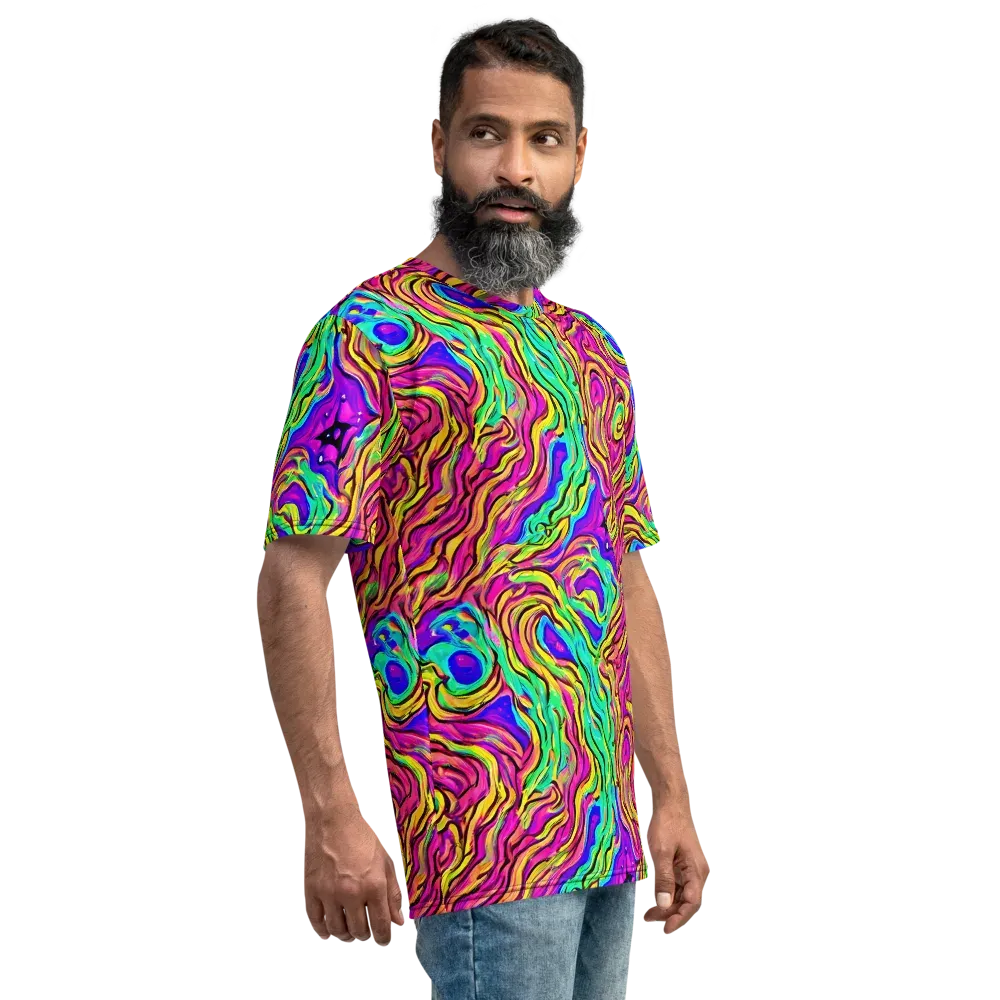 Kaleidoscope Torrent on Men's Crew Neck T-Shirt — Right