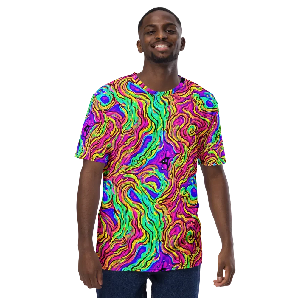 Kaleidoscope Torrent on Men's Crew Neck T-Shirt — Front