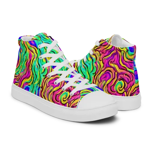 Kaleidoscope Torrent on a Men's High Top Canvas Shoes