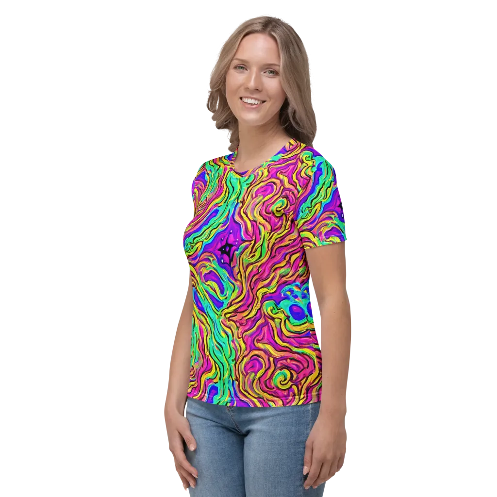 Kaleidoscope Torrent on Women's Crew Neck T-Shirt — Left