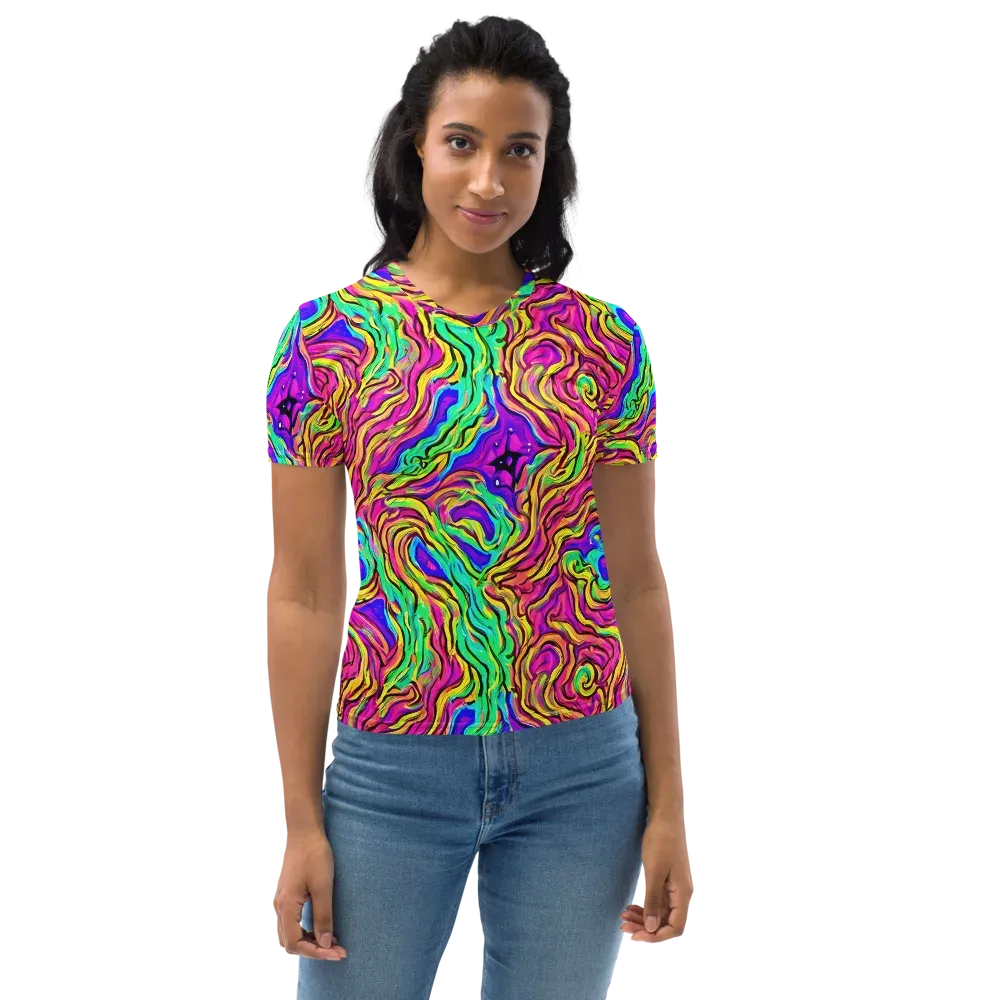 Kaleidoscope Torrent on Women's Crew Neck T-Shirt — Front
