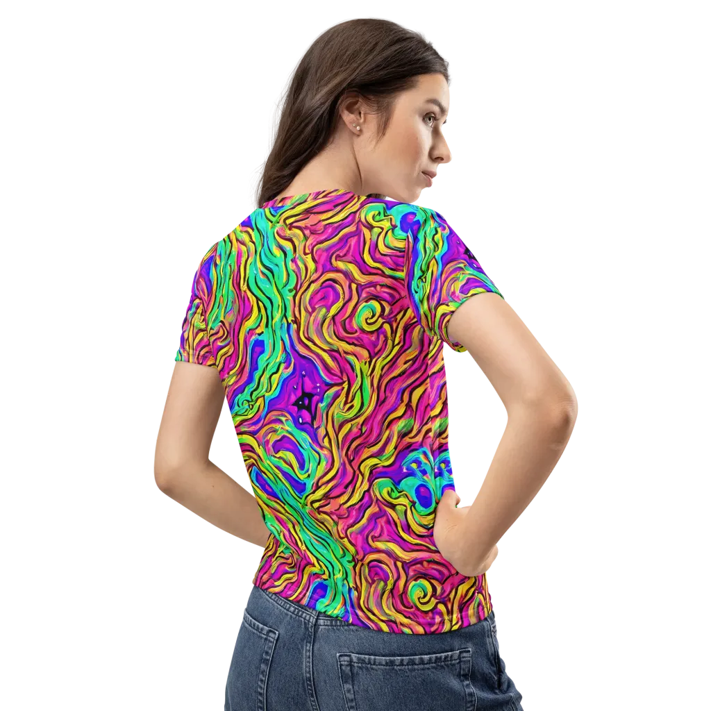 Kaleidoscope Torrent on Women's Crew Neck T-Shirt — Back
