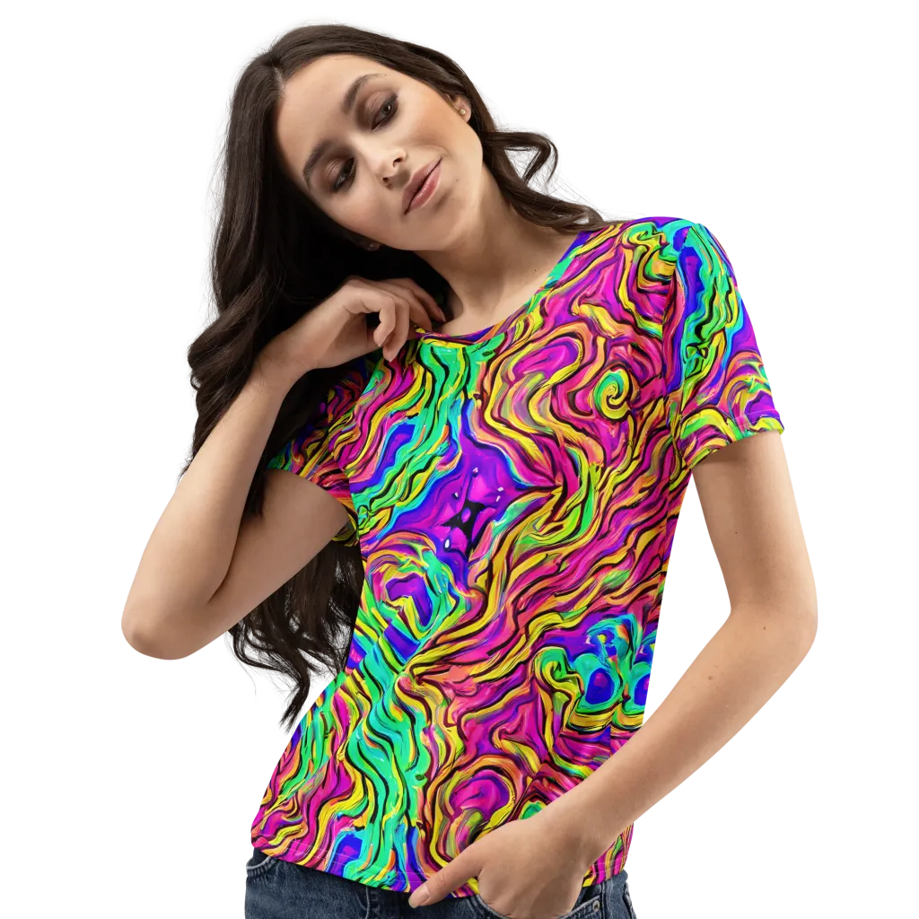 Kaleidoscope Torrent on Women's Crew Neck T-Shirt — Left Front