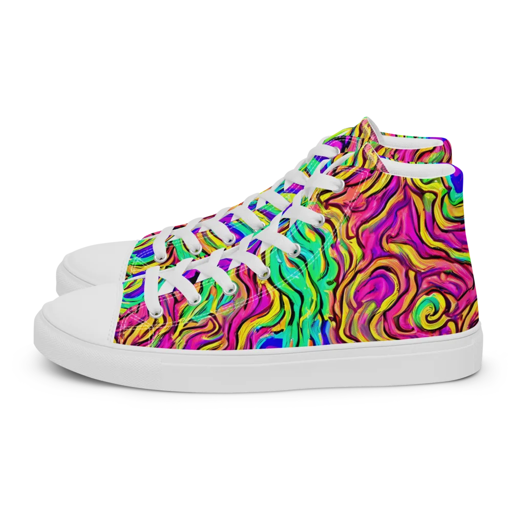 Kaleidoscope Torrent on Women's High Top Canvas Shoes — Left