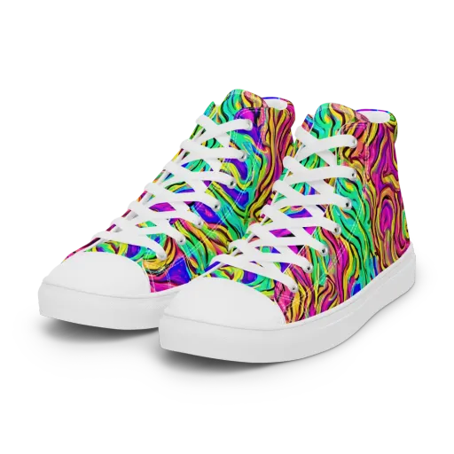 Kaleidoscope Torrent on a Women's High Top Canvas Shoes