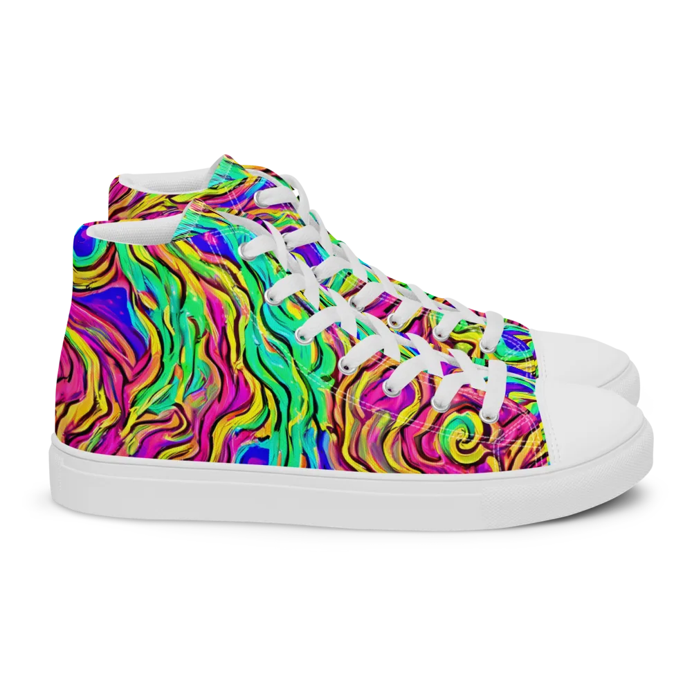 Kaleidoscope Torrent on Women's High Top Canvas Shoes — Right