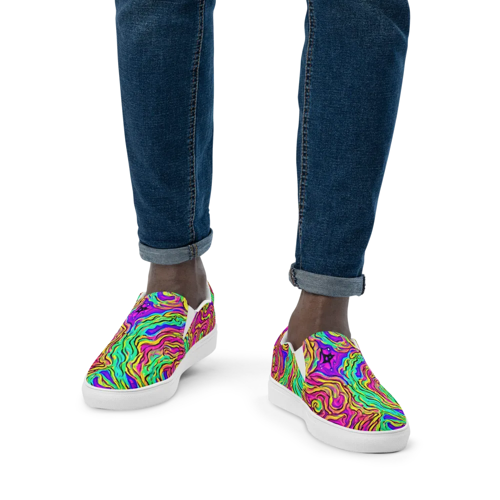 Kaleidoscope Torrent on Men's Slip-On Canvas Shoes — Front