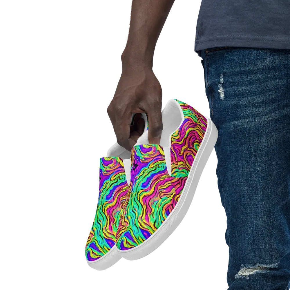 Kaleidoscope Torrent on Men's Slip-On Canvas Shoes — Left Front