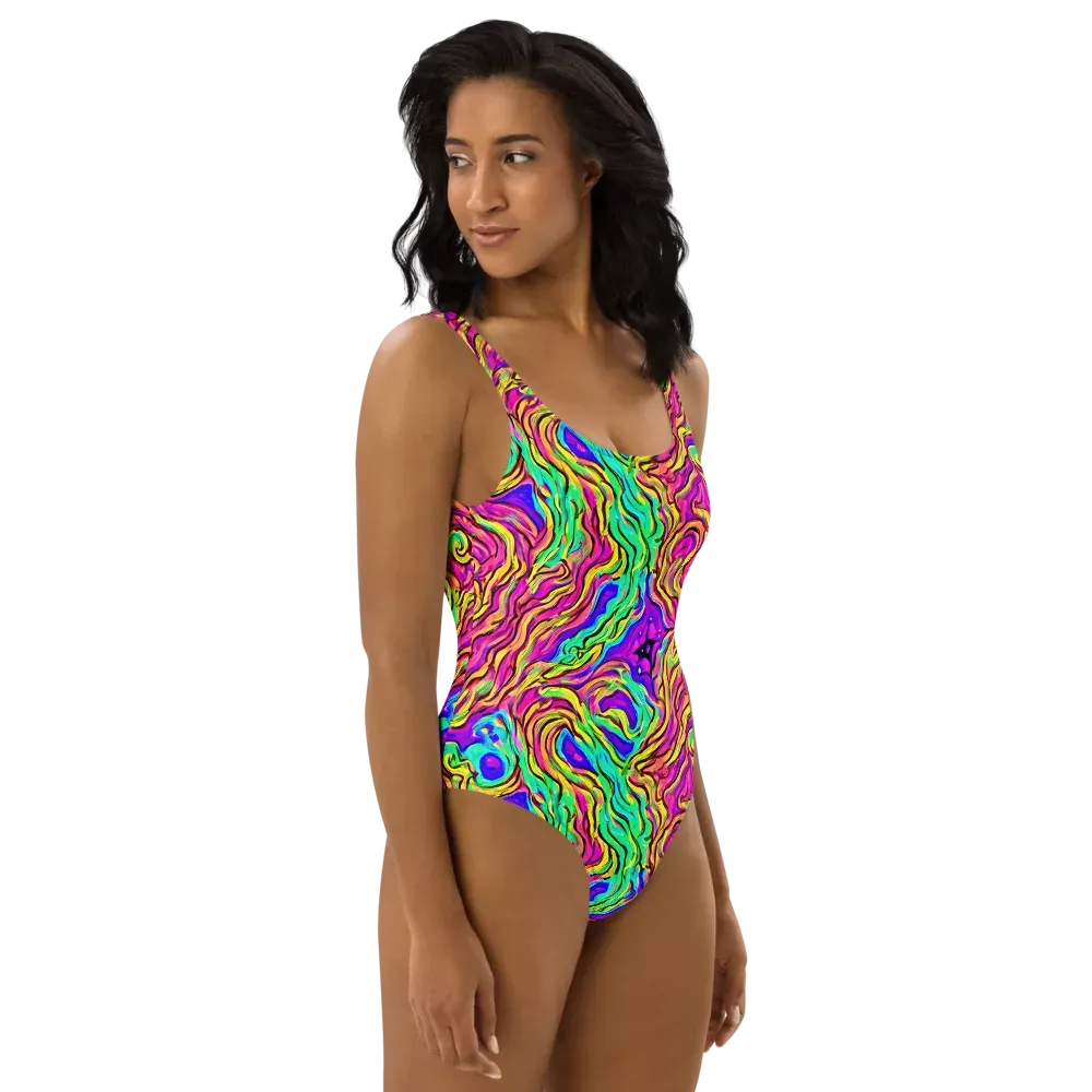 Kaleidoscope Torrent on One-Piece Swimsuit — Right