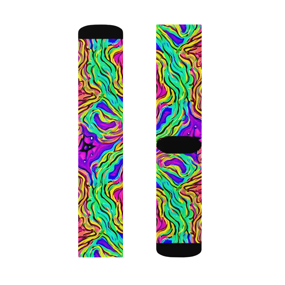 Kaleidoscope Torrent on Socks — Right Sock