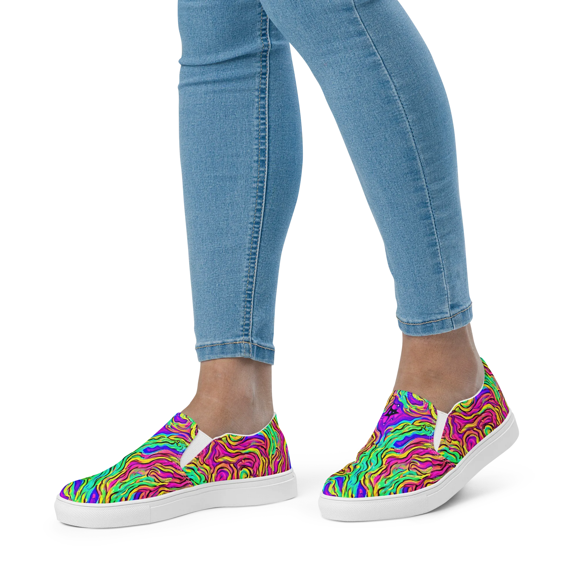 Kaleidoscope Torrent on Women's Slip-On Canvas Shoes — Front