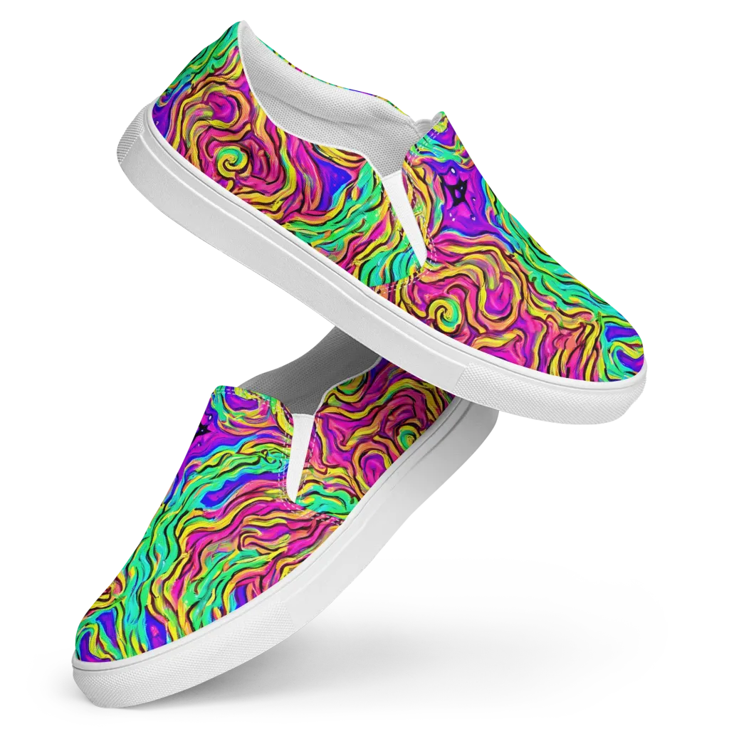 Kaleidoscope Torrent on Women's Slip-On Canvas Shoes — Front