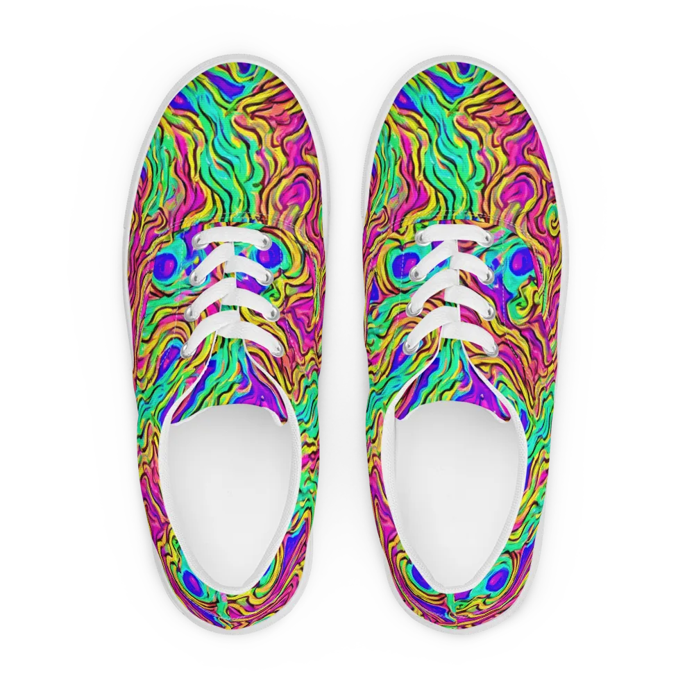 Kaleidoscope Torrent on Men's Lace-Up Canvas Shoes — Front