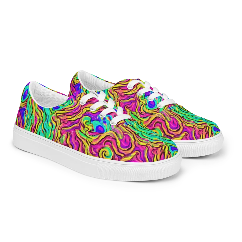 Kaleidoscope Torrent on Men's Lace-Up Canvas Shoes — Right Front