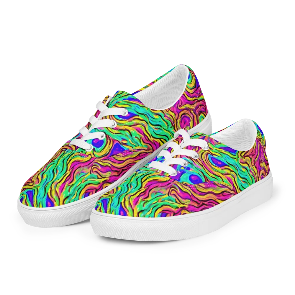 Kaleidoscope Torrent on Men's Lace-Up Canvas Shoes — Left Front