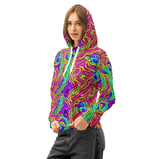 Kaleidoscope Torrent on a Cotton Hoodie