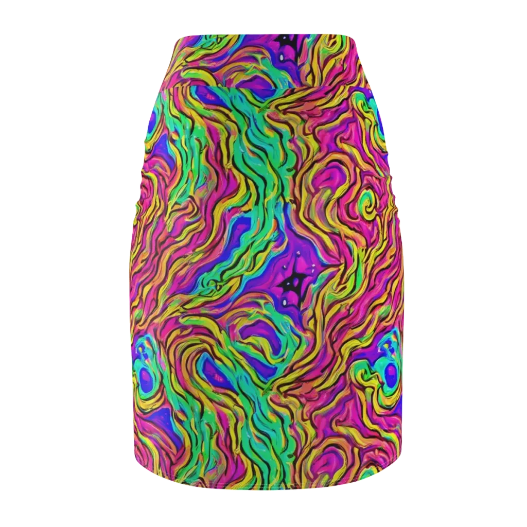 Kaleidoscope Torrent on Pencil Skirt — Back