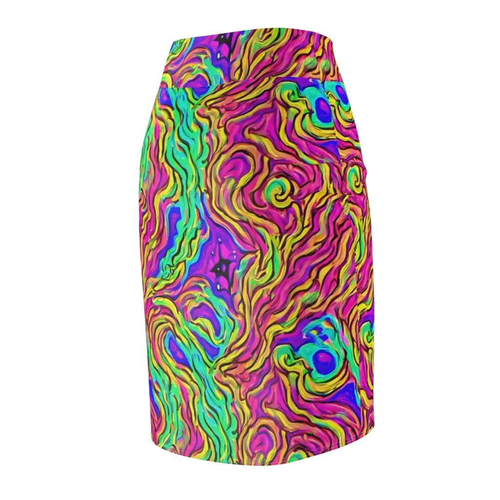 Kaleidoscope Torrent on Pencil Skirt — Back Side