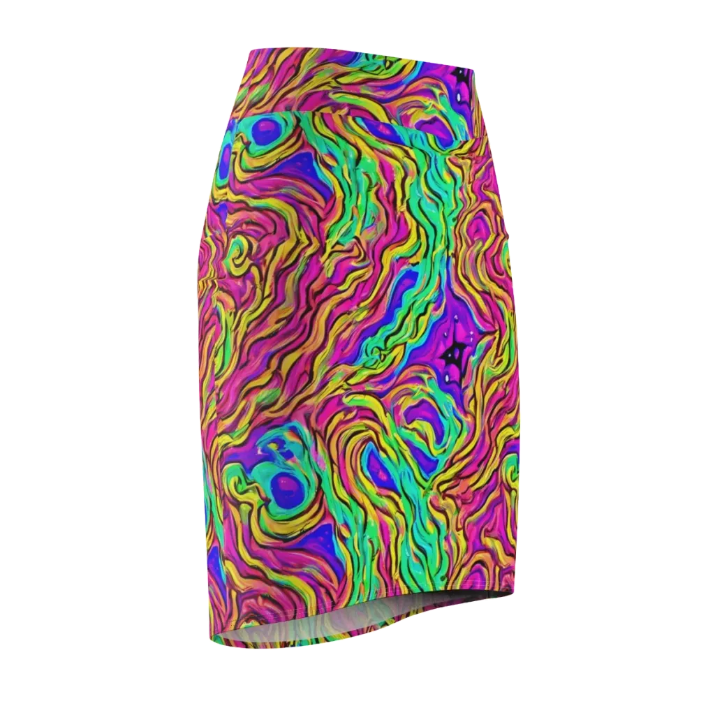 Kaleidoscope Torrent on Pencil Skirt — Front Side