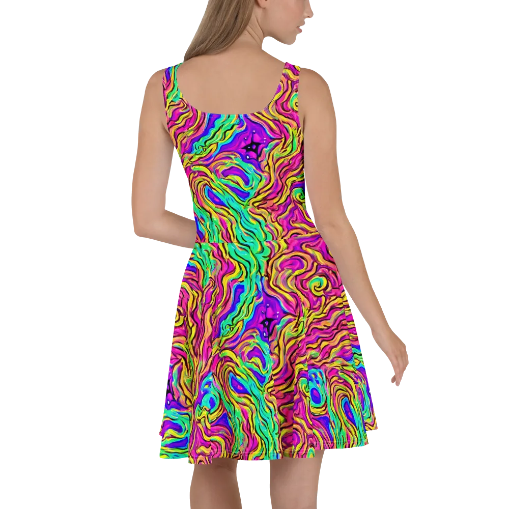 Kaleidoscope Torrent on Skater Dress — Back