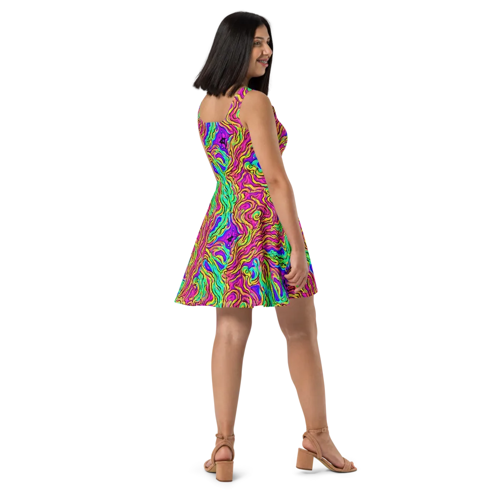 Kaleidoscope Torrent on Skater Dress — Right